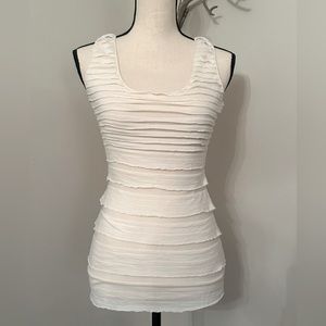 NWOT-Max Studio White Tiered Ruffle Tank-Size XS